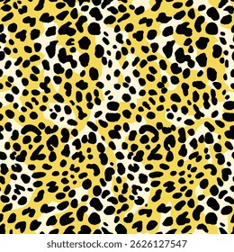 Vibrant yellow and black animal skin print design with repeating spots and circles.  It is a repeating pattern.