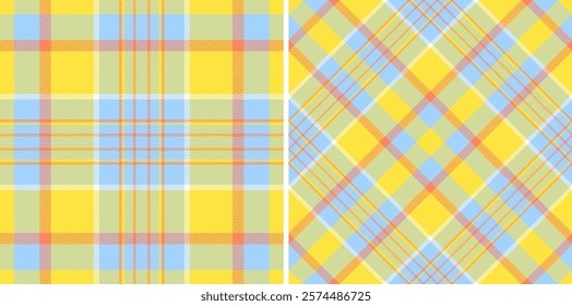 Vibrant yellow  blue plaid patterns.  Perfect for textile design, fashion, websites, or branding.  Two distinct styles offer versatile design options. Cheerful, modern aesthetic.