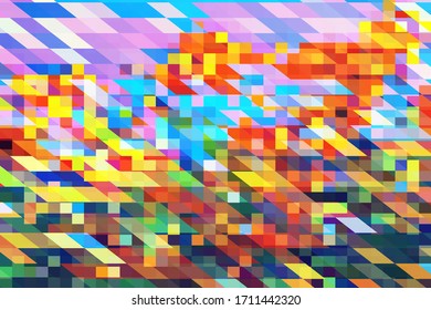 Vibrant yellow blue vector background. Polygonal digital texture. Dynamic abstract pattern. Glitch effect overlay for web design. Multicolored abstraction. Futuristic cover template