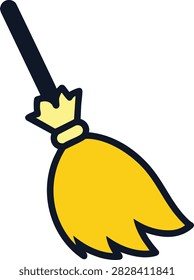 A vibrant yellow broom with a black handle, ideal for cleaning and household themes.