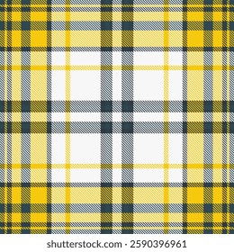 Vibrant yellow and dark gray plaid pattern.  Perfect for textile design, fashion, web backgrounds, or seasonal projects.  This cheerful, classic pattern evokes feelings of warmth and style.
