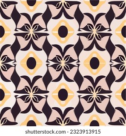 Vibrant yellow flowers gracefully adorn black background, forming repeating and symmetrical fabric pattern. Its seamless design adds versatility to its charm.