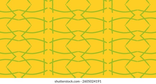 Vibrant Yellow Geometric Pattern with Abstract Green Lines