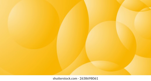 A vibrant yellow gradient background with overlapping circles of varying sizes adds depth and visual interest. The abstract design creates a sense of energy and movement.