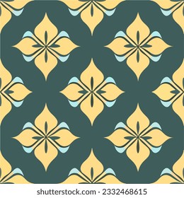 Vibrant yellow and green tile adorned with an art nouveau pattern. The intricate design adds a touch of beauty to any space.