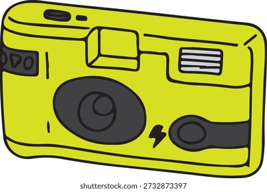Vibrant yellow instant camera illustration for creative projects