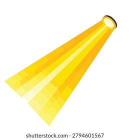 A vibrant yellow light beam projecting diagonally downwards against a plain white background