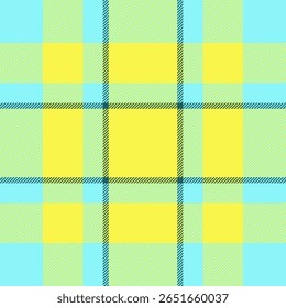 Vibrant yellow and light blue plaid pattern.  Perfect for textile design, website backgrounds, or cheerful branding. This cheerful, seamless texture evokes feelings of optimism and summer.