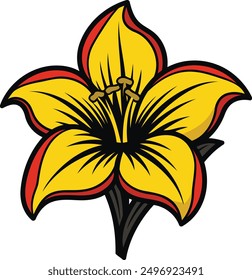 A vibrant yellow lily with red edges, perfect for adding a touch of nature to your designs