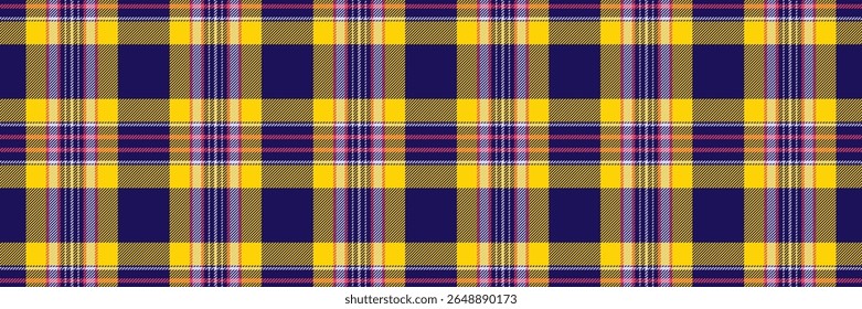 Vibrant yellow and navy plaid pattern.  Perfect for textile design, fashion, website backgrounds, or packaging.  This cheerful, geometric textile design evokes feelings of warmth and energy.