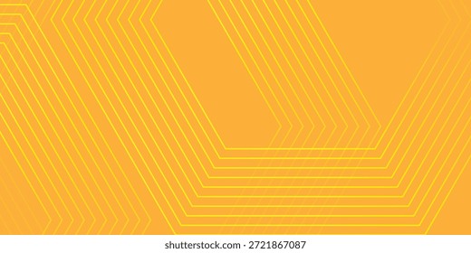 Vibrant Yellow Neon Zig Zag Geometrische Linien auf orangefarbenem Hintergrund, Vektorgrafik.