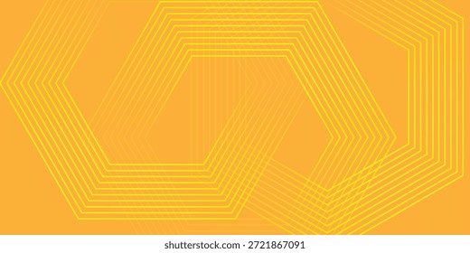 Vibrant Yellow Neon Zig Zag Geometric Lines on Orange Background, Vector Iluustration.
