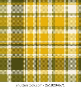 Vibrant yellow and olive green plaid pattern.  Perfect for textile design, website backgrounds, or seasonal branding. This seamless texture offers a cheerful, autumnal aesthetic.
