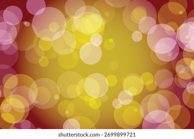 A vibrant yellow and orange gradient background with soft, overlapping bokeh circles in pink and purple hues.
