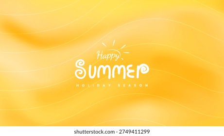 Vibrant yellow and orange gradient background features the cheerful white text Happy Summer Holiday Season with a stylized sun graphic. This graphic design evokes warmth and sunny vacation vibes, perfect for seasonal greetings and promotions.
