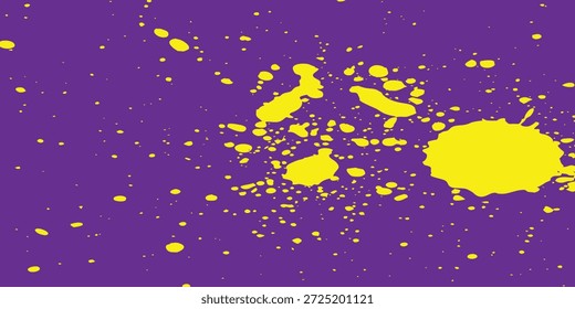 Mancha de tinta amarela vibrante sobre fundo roxo profundo