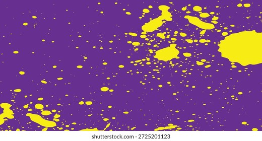 Mancha de tinta amarela vibrante sobre fundo roxo profundo