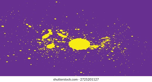 Mancha de tinta amarela vibrante sobre fundo roxo profundo