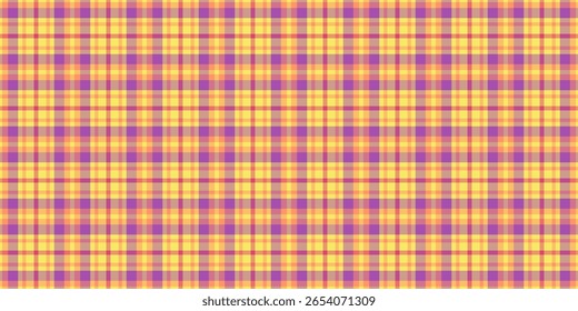 Padrão de xadrez amarelo e roxo vibrante. Perfeito para fundos, têxteis, design de site ou embalagem.  Esta textura alegre e sem costura oferece uma estética retro com apelo moderno.