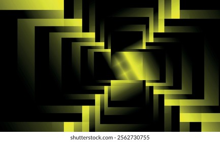 Vibrant Yellow Shadows with Abstract Geometric Layers and Radiant Glow