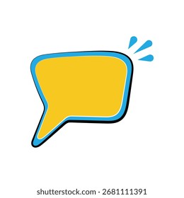 A vibrant yellow speech bubble with a blue outline, perfect for adding a touch of fun to any design. Use it to represent conversation, ideas, and messages.