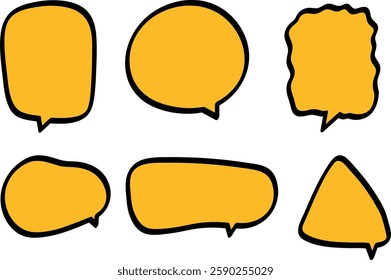 Vibrant Yellow Speech Bubble and Thought Cloud Vector Set