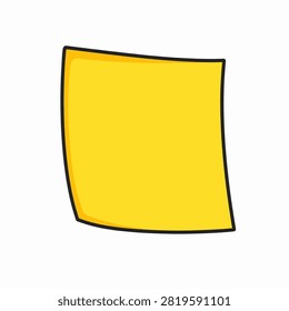 A vibrant yellow sticky note with curved edges, ideal for reminders, notes, and annotations in various contexts and environments.