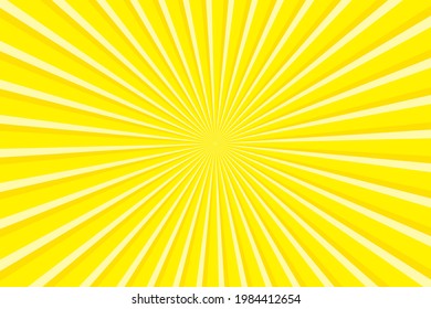 Vibrant yellow Sunburst Pattern Background. Ray star burst backdrop. Rays Radial geometric Vector Illustration