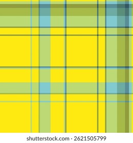 Vibrant yellow and teal plaid pattern. Perfect for textile design, website backgrounds, or fashion projects. This cheerful, modern design evokes feelings of optimism and energy.