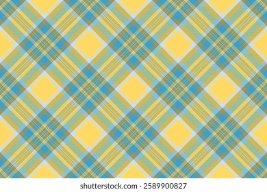 Vibrant yellow, teal, and sage green plaid pattern.  Perfect for textile design, fashion, or website backgrounds.  This cheerful, seamless texture evokes feelings of warmth and optimism.