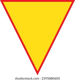 A vibrant yellow triangle with a red triangle resting on its apex, showcasing a simple yet eye-catching design