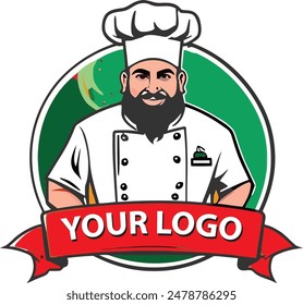 A vibrant and youthful logo featuring a mascot chef, perfect for a lively restaurant atmosphere.