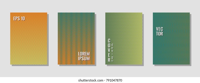 Vibrant zig zag banner templates, wavy lines gradient stripes backgrounds for business cover. Curve shapes stripes, zig zag edge lines halftone texture gradient banner backgrounds collection.