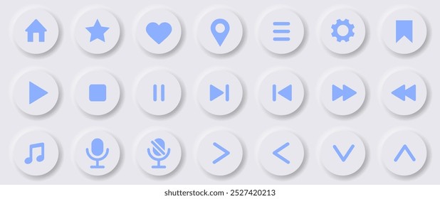 Vibrantly Colorful Media Control Icons Perfect for User Interfaces in Modern Designs