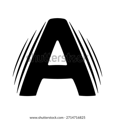 Vibrating Capital Letter A with Speed Lines sound waves