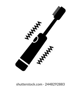 Vibrating electric toothbrush silhouette icon. Tooth brushing. Vector.