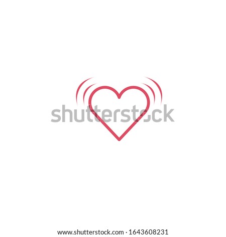 Vibrating Heart Beating with impolse signal. Shaking heart. Linear icon. Stock Vector illustration isolated on blue background.