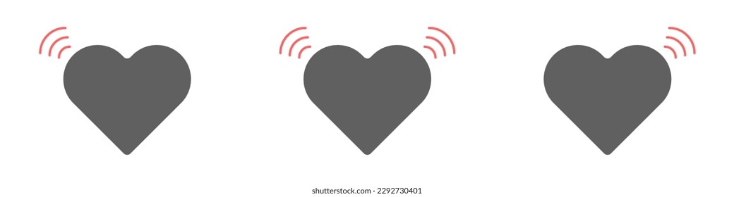 Vibrating hearts vector set. Hearts signal icons vector. Set of stylish modern vector hearts. Radiation heart vector.