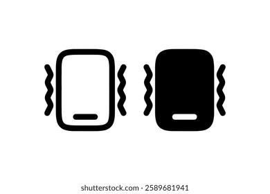 Vibrating Mobile Phone Icon in Black and White Vector