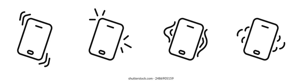 Vibrating phone icon set. Phone call vector. Smartphone on vibration mode vector. Vector illustration of smartphone.