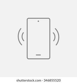 Vibrating phone line icon for web, mobile and infographics. Vector dark grey icon isolated on light grey background.