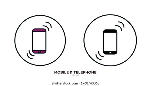 Vibrating phone vector illustration lineal color and filled design