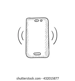 Vibrating phone vector sketch icon isolated on background. Hand drawn Vibrating phone icon. Vibrating phone sketch icon for infographic, website or app.