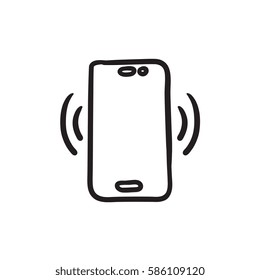 Vibrating phone vector sketch icon isolated on background. Hand drawn Vibrating phone icon. Vibrating phone sketch icon for infographic, website or app.