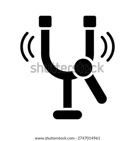 A vibrating tuning fork glyph icon, sound waves, physics, and music education