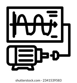 análisis de vibración vector de icono de línea de ingeniero mecánico. análisis de vibración, signo de ingeniero mecánico. símbolo de contorno aislado ilustración negra
