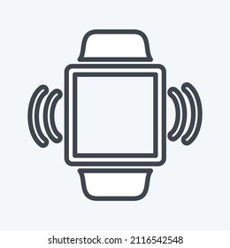Vibration Icon in trendy line style isolated on soft blue background