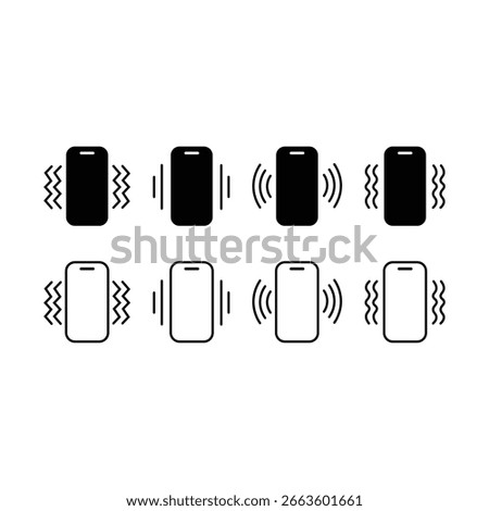 Vibration mode icon set vector illustration. Stay connected discreetly with silent alerts. Tactile notifications for modern mobile lifestyle.