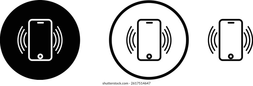 Vibration phone icon set. Mobile vibrate solid vector collection isolated on transparent background. Smartphone element for website design, communication, logo, app, template, ui, etc.