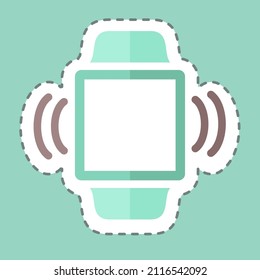 Vibration Sticker in trendy line cut isolated on blue background